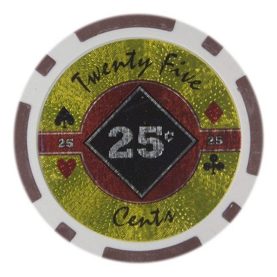 Slickblue Clay Composite Poker Chips 14-Gram 25-Pack, Laser Holo Design, Game Set, Black Diamond, $0.25-$1K