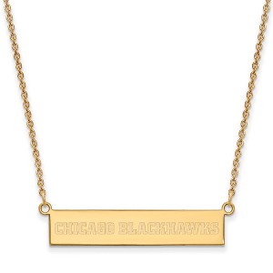 Black Bow Jewelry 14k Yellow Gold Plated Sterling Silver Chicago Blackhawks NHL Necklace 18 Inch - 1 of 4