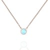 Clotth Stainless Steel Opal Pendant Necklace for Women | Created Opal Cubic Zirconia Delicate Choker | Round Opal Necklace - 3 of 4
