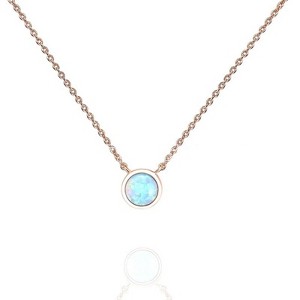 Clotth Stainless Steel Opal Pendant Necklace for Women | Created Opal Cubic Zirconia Delicate Choker | Round Opal Necklace - 1 of 4