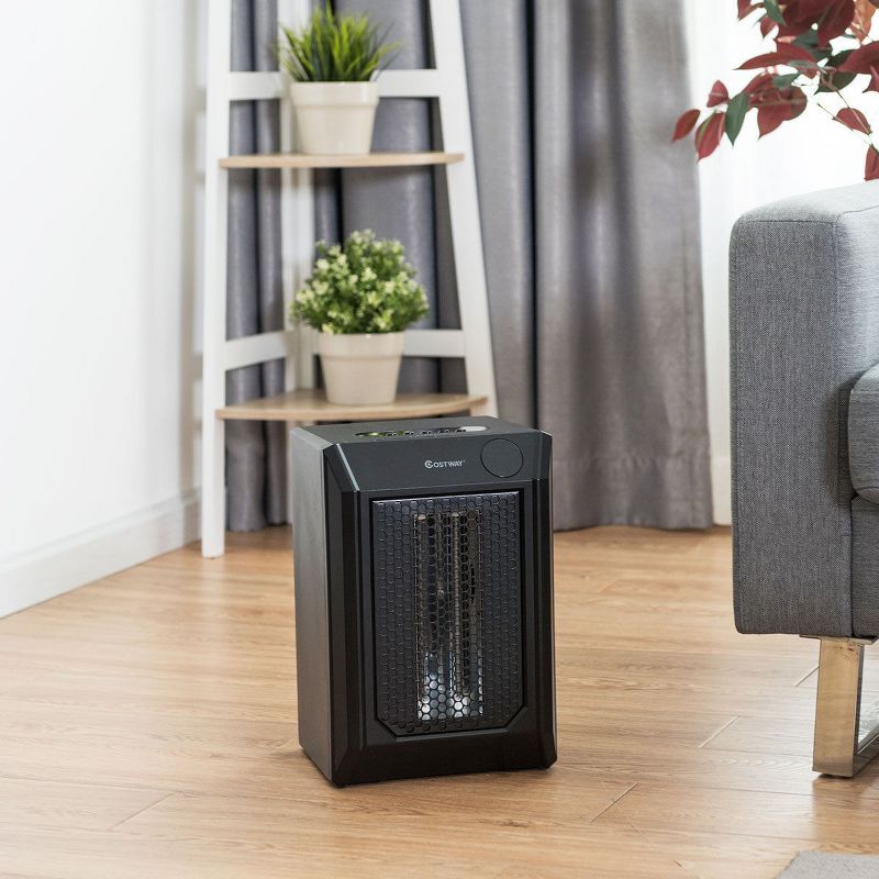 Costway 1500W Portable Electric Space Heater with 2H Timer LED Remote Control Room Office, 2 of 11