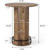 Tribesigns 39.4" Round Bar Table, Wooden Bistro Pub Table with Round Metal Footrest,  for Dining Living Room, Apartment, Rustic Brown - 2 of 4