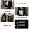 MAYEERTY Black Rolling Kitchen Island with Rubber Wood Top, 3 Drawers 2 Slide-Out Shelves Spice Rack Tower Rack - 4 of 4
