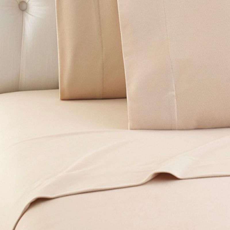 Micro Flannel Shavel Durable & High Quality Luxurious Sheet Set Including Flat Sheet, Fitted Sheet & Pillowcase, Cal King - Chino, 2 of 4