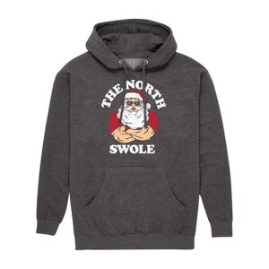 Men's - Instant Message - Christmas Santa Claus North Swole Graphic Fleece Pullover Hoodie - 1 of 4