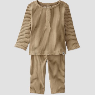 Image of Little Planet by Carter’s Organic Baby 2pc Ribbed Top and Bottom Set - Yellow Newborn