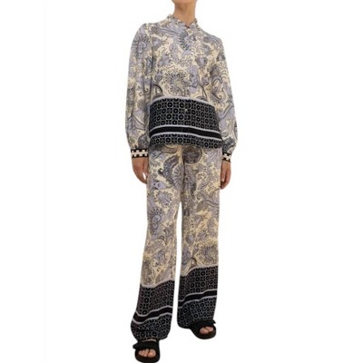 Women's Border Print Wide Leg Pants - IMPREVU