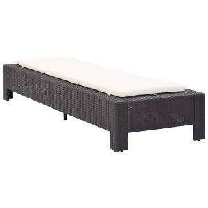 vidaXL Luxury Black Poly Rattan Sunbed with Cream White Cushion - Adjustable Reclining Lounger - Ideal for Poolside, Patio, Balcony & Camping - 1 of 4