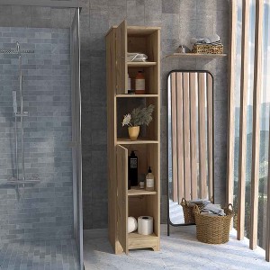 TIRAMISUBEST Linen Cabinet Albany, Four Interior Shelves, Light Oak Finish - 1 of 4