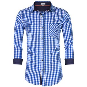 Coolmee Mens Plaid Casual Shirts Soft Long Sleeve Front Button Down Shirts Regular Stretch with Pocket - 1 of 3