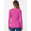 Allegra K Women's Ribbed Knit Long Sleeve Round Neck Zipper Front Blouse - 3 of 4