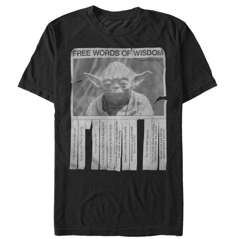 Men s Star Wars Yoda Words of Wisdom T Shirt Black Large