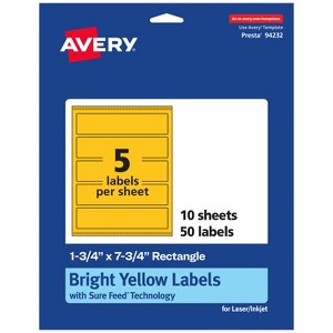 Avery Bright Yellow Paper Labels, 1.75" x 7.75" Rectangle - 1 of 4