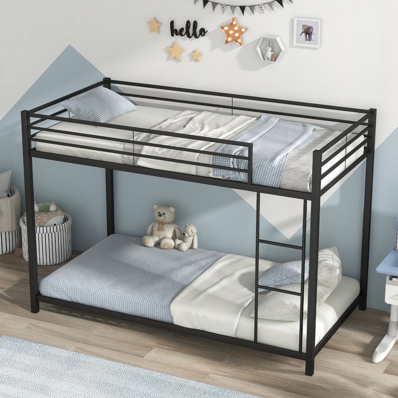 Costway Space-Saving Twin over Twin Bunk Bed with Built-in Ladder Safety Guardrail Black, 5 of 11