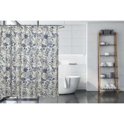 Georgian Shower Curtain Blue/Brown - Moda at Home