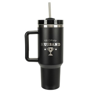 100 North Trophy Husband First Place Winner Humor Wife Wrap-Around 40 Oz. Stainless Steel Water Bottle Coffee Mug, Spill & Leak Resistant, Travel - 1 of 4