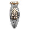 Slickblue  Women's Silver Oval Champagne CZ Pave Engagement Ring, Polished Stainless Steel, Sizes 5–10 - 4 of 4