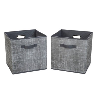 Gray Collapsible Fabric Storage Cube Set with Dual Handles