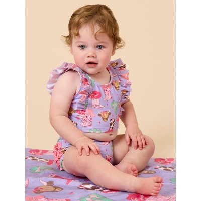 RuffleButts Girls UPF50+ Waterfall Tankini - Howdy Darlin', 6 — фото 2