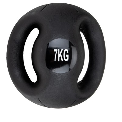 Mind Reader Medicine Ball with Handles,  Black, 7 kg, 15.4 lb.