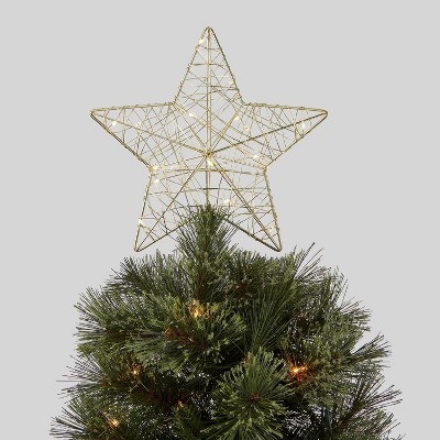 10in Lit Glitter Wrapped Star Tree Topper Gold - Wondershop™