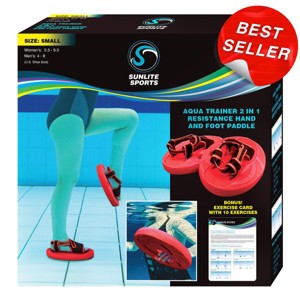 Sunlite Sports Aqua Trainer 2-in-1 Resistance Paddle Set for Water Aerobics & Aquatic Exercise, Low Impact Full-Body Workout – Large Blue - 1 of 4