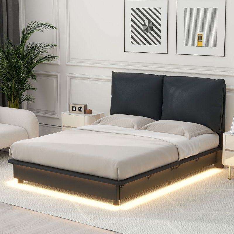 Full/Queen Size Upholstered Platform Bed with Sensor Light and Ergonomic Design Backrests - ModernLuxe, 1 of 11