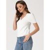 Allegra K Women's Sweetheart Neck Twist Knot Short Sleeve Ribbed Knit Crop Top - 2 of 4