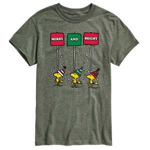 Men's - Peanuts - Woodstock Merry and Bright Holiday Signs Short Sleeve Graphic T-Shirt - 1 of 4
