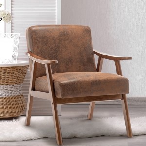 GDFStudio Torin Mid-Century Modern Rubberwood Upholstered Chair - 1 of 4