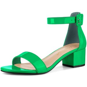 Allegra K Women's Open Round Toe Block Low Heels Ankle Strap Sandals - 1 of 4