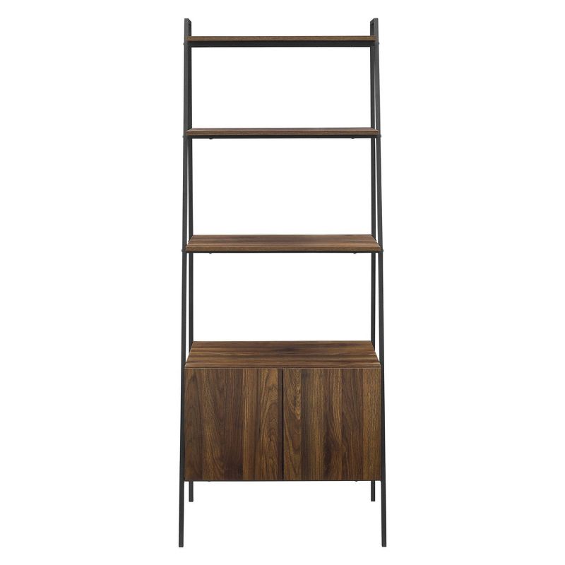 72" Open Shelf and Closed Storage Cabinet Ladder Bookcase - Saracina Home, 3 of 12