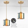 Claxy Tiffany Style Pendant Light Cylinder Stained Glass Hanging Light Kit - 3 of 4