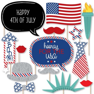 Big Dot of Happiness 4th of July - Photo Booth Props Kit - 20 Count