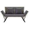 vidaXL Outdoor Sun Bed Grey rattan Poly Rattan 69.3 in - 2 of 4