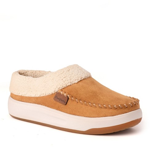 Dearfoams Women s Maple Moccasin Toe Clog House Shoe Slipper Whiskey Size 9