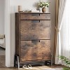 3-Tier Shoe Storage Cabinet - 2 Flip Drawers + 1 Drawer, Adjustable Narrow Rack for Entryway & Hallway - 2 of 4