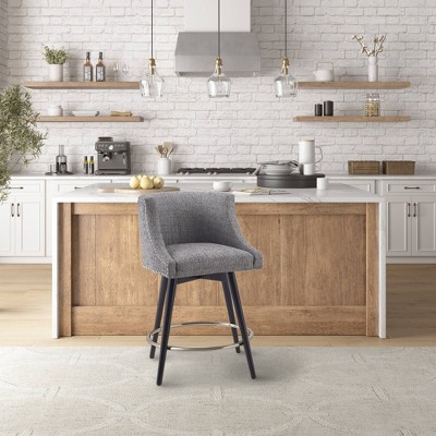 Mateo Gray Wood and Metal Swivel Counter Stool