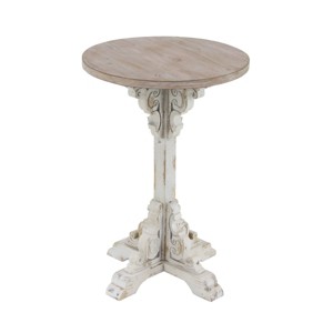 Farmhouse Chinese Fir Accent Table Gray - Olivia & May: Pedestal, Indoor Use, Round Shape - 1 of 4