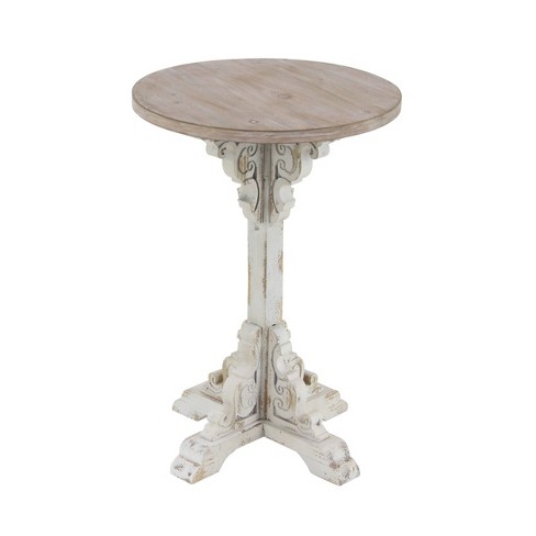 Farmhouse Chinese Fir Accent Table Gray - Olivia & May: Pedestal, Indoor Use, Round Shape - image 1 of 4