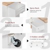 YOOCOZZ 59.3" Kitchen Island with Rubber Wood Drop Leaf, 2 Pull Out Organizers+Trash Can Storage, Power Outlet, Spice&Towel Rack - 4 of 4