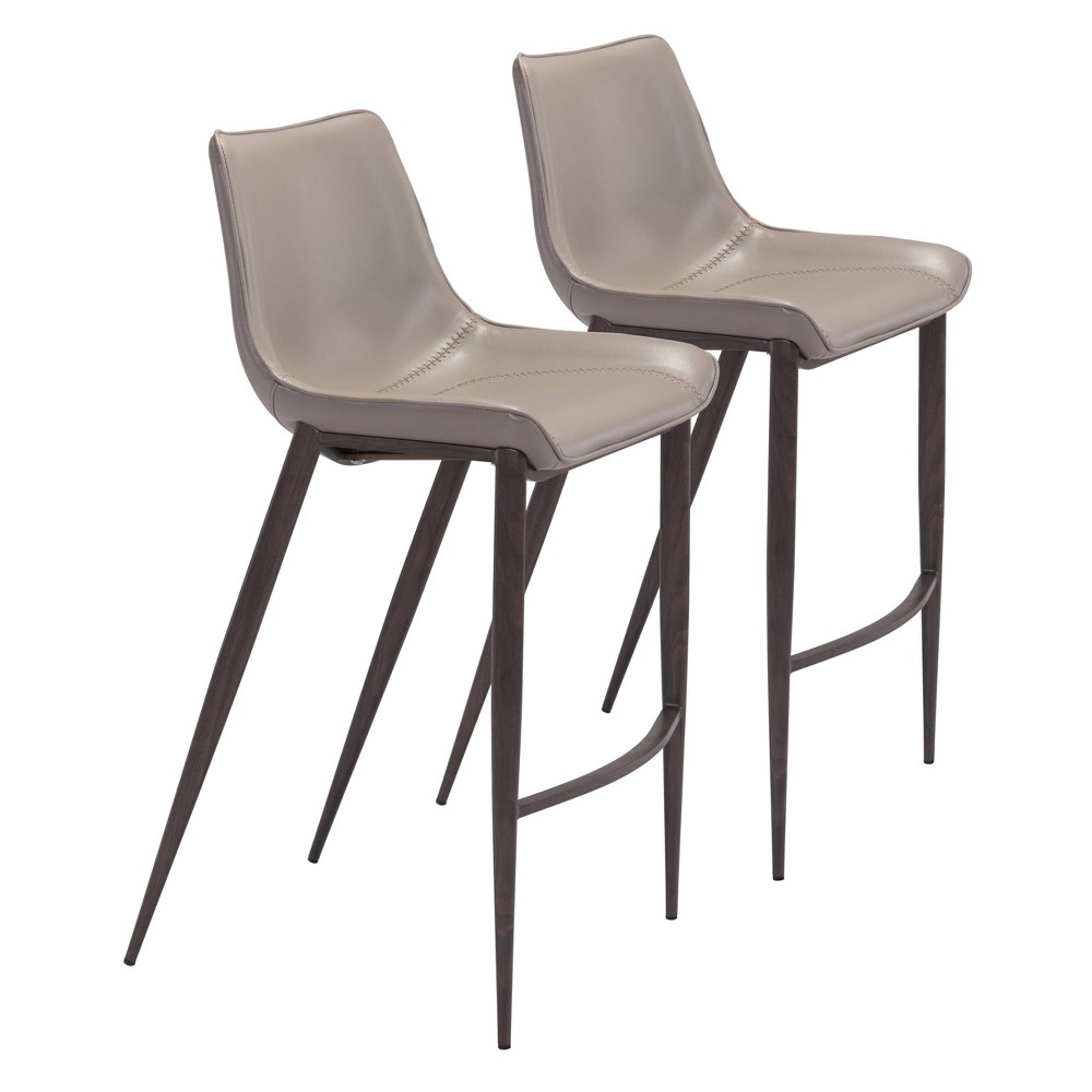 Photos - Chair Set of 2 Encanto Barstools Gray/Walnut - ZM Home