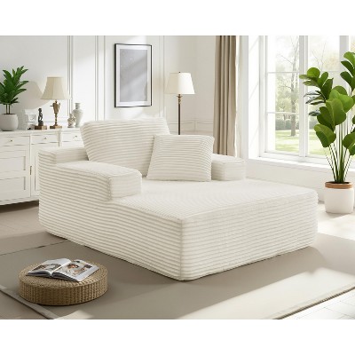 MYINDA Oversized Boneless Sofa Bed with Deep Seat, Corduroy Chaise Lounge Chair for Living Room/Apartment