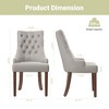 Set of 2 Wingback Upholstered Dining Chairs with Tufted Back and Wood Legs, Fabric Side Chairs for Kitchen or Living Room - 3 of 4