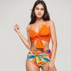 Anna-Kaci Swim Women's Knot Front Bikini Top and High Waist Abstract Print Bottom Two-Piece Swimsuit - 2 of 4