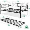 Twin Daybed with Trundle Metal, Twin Trundle Bed Frame, Space Saving, Heavy Duty Metal Slats for Living Room, Bedroom - 4 of 4