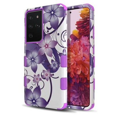 MyBat Pro TUFF Series Case Compatible With Samsung Galaxy S21 Ultra - Purple Hibiscus