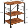 Mr IRONSTONE Microwave Cart 23.7'' for Small Space, 3-Tier Microwave Stand Coffee Cart Rolling Kitchen Utility cart on Wheels, Black - 2 of 4