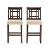 Velvet Upholstered Counter Stools Set Of 2,Living Room Chairs With Wooden Lattice Backgrounds Footrest,Armless Kitchen Chairs-Cuddlewood - 4 of 4