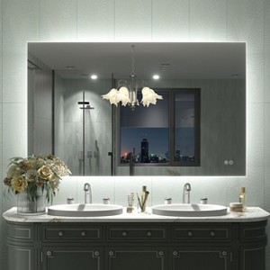 Apmir Super Bright 192 LEDs/m Back LED Lighted Anti-Fog Tempered Glass Bathroom/Vanity Mirror with ETL & 3-Year Warranty - 1 of 4